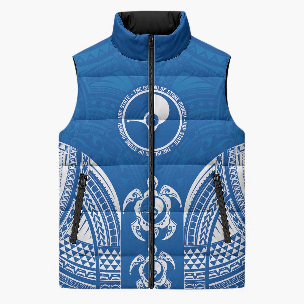 FSM Yap States Sleeveless Puffer Jacket Micronesia Six 9 One Polynesian Tribal Pattern LT9 Unisex Blue - Polynesian Pride