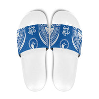 FSM Yap States Slide Sandals Micronesia Six 9 One Polynesian Tribal Pattern LT9 Blue - Polynesian Pride
