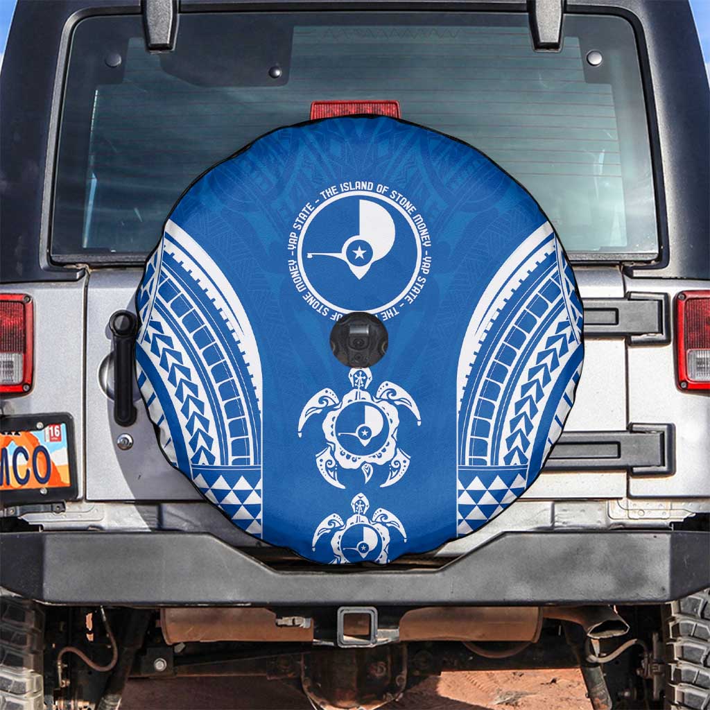 FSM Yap States Spare Tire Cover Micronesia Six 9 One Polynesian Tribal Pattern LT9 Blue - Polynesian Pride