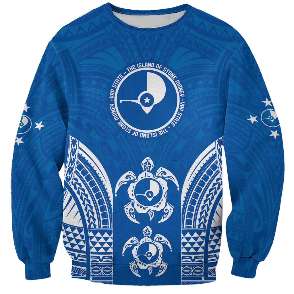 FSM Yap States Sweatshirt Micronesia Six 9 One Polynesian Tribal Pattern LT9 Unisex Blue - Polynesian Pride