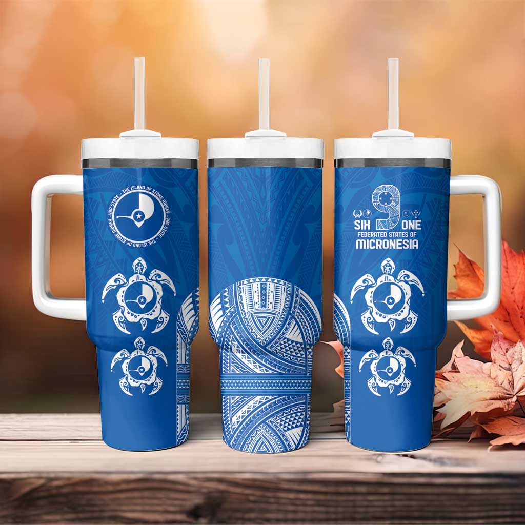 FSM Yap States Tumbler With Handle Micronesia Six 9 One Polynesian Tribal Pattern LT9 - Polynesian Pride