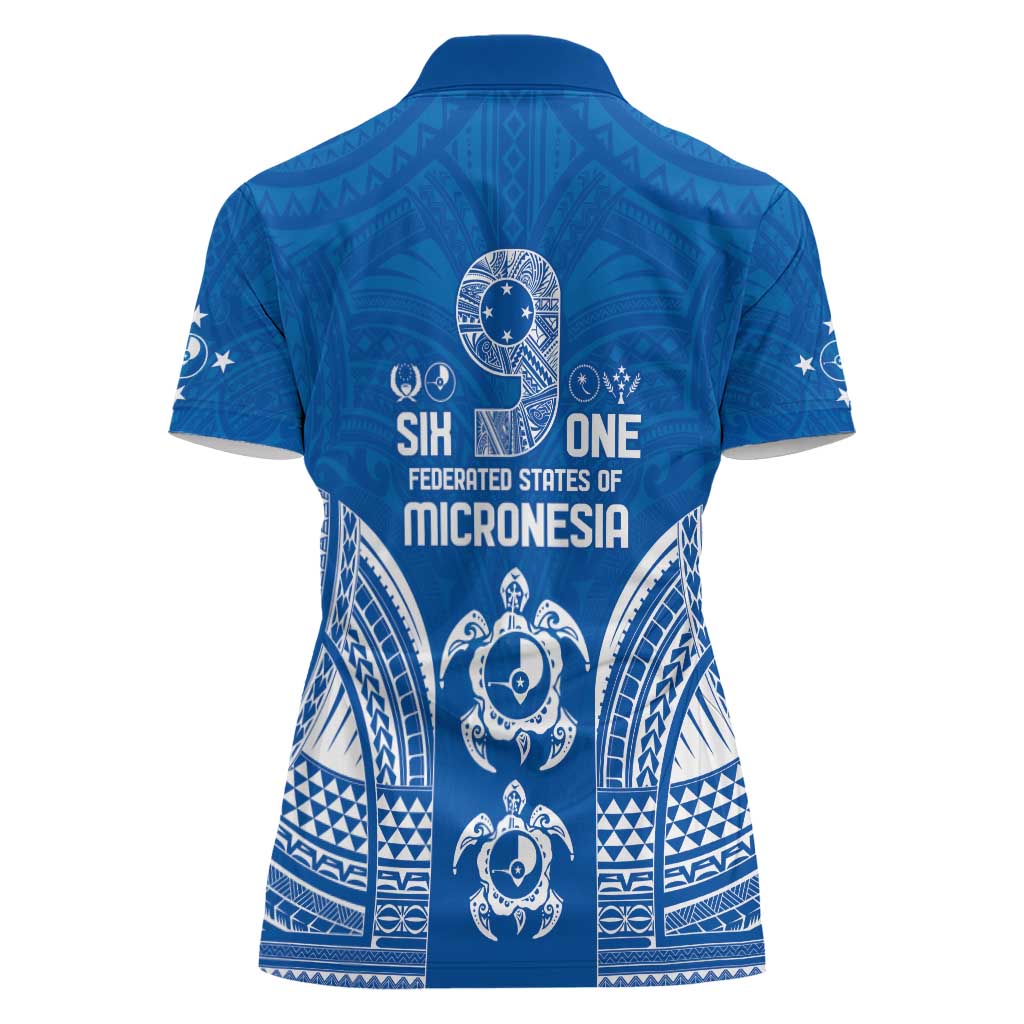 FSM Yap States Women Polo Shirt Micronesia Six 9 One Polynesian Tribal Pattern LT9 - Polynesian Pride
