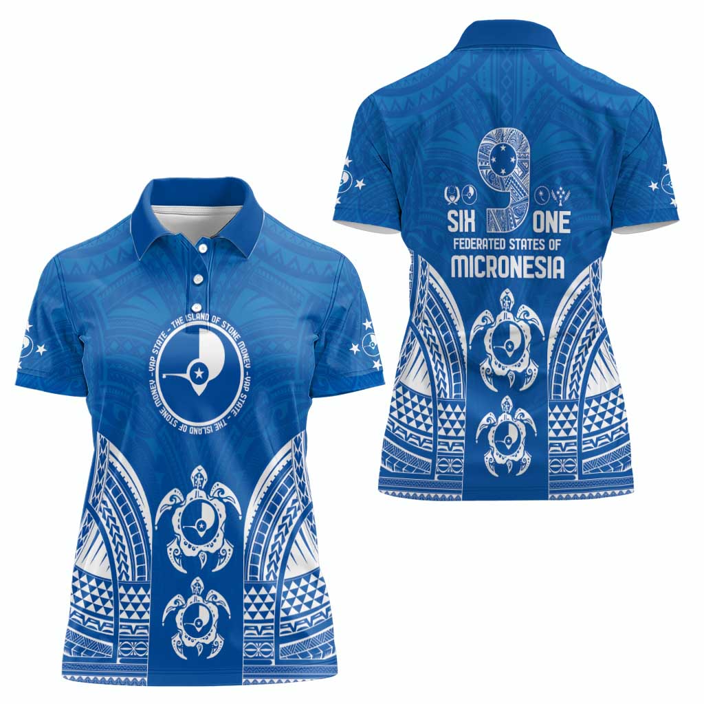 FSM Yap States Women Polo Shirt Micronesia Six 9 One Polynesian Tribal Pattern LT9 - Polynesian Pride