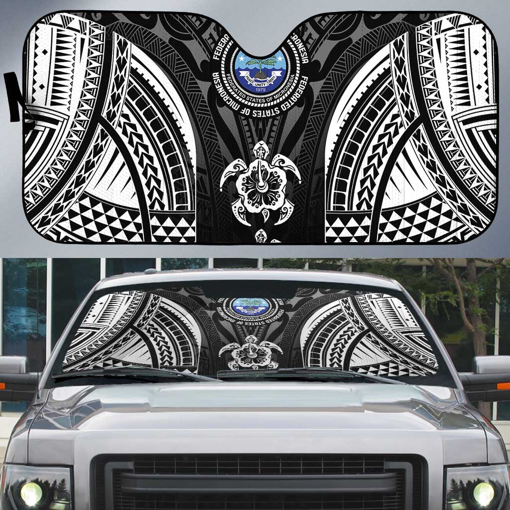 FSM Micronesia Six 9 One Auto Sun Shade Polynesian Tribal Pattern LT9 Black - Polynesian Pride