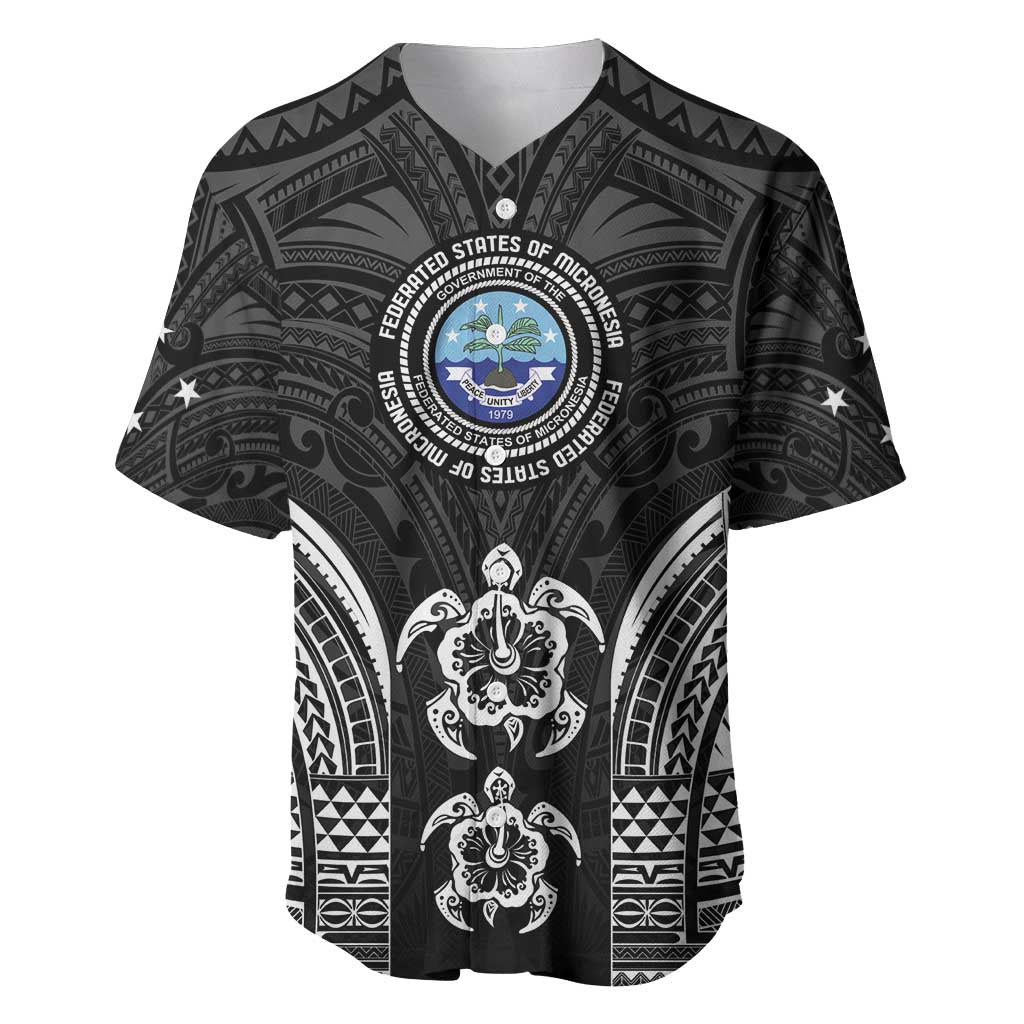 FSM Micronesia Six 9 One Baseball Jersey Polynesian Tribal Pattern LT9 Black - Polynesian Pride