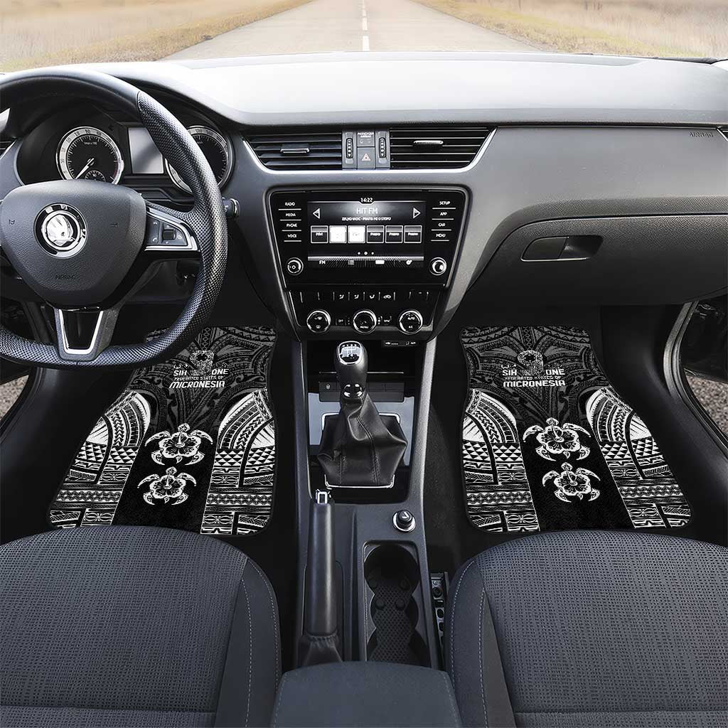 FSM Micronesia Six 9 One Car Mats Polynesian Tribal Pattern LT9 Set 2pcs - Front Black - Polynesian Pride
