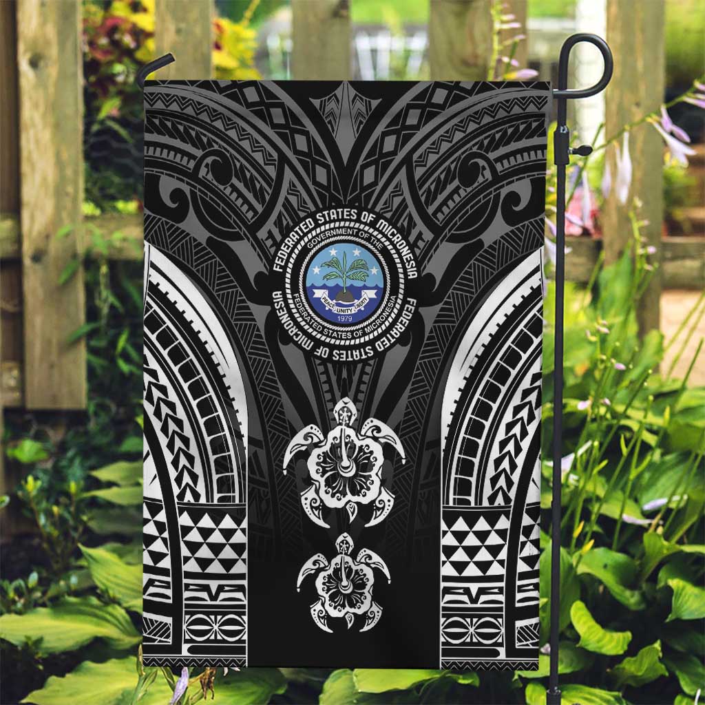 FSM Micronesia Six 9 One Garden Flag Polynesian Tribal Pattern LT9 Garden Flag Black - Polynesian Pride