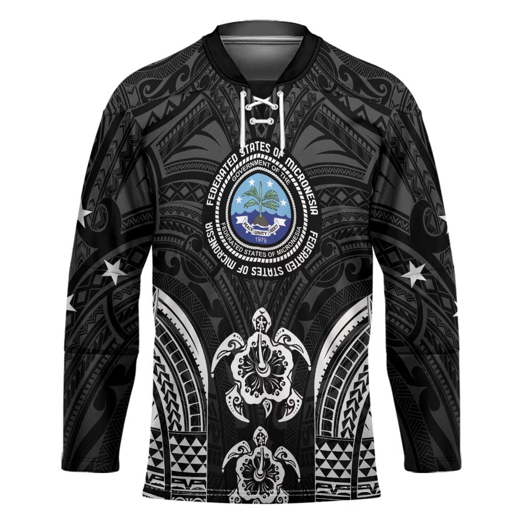 FSM Micronesia Six 9 One Hockey Jersey Polynesian Tribal Pattern LT9 Unisex Black - Polynesian Pride