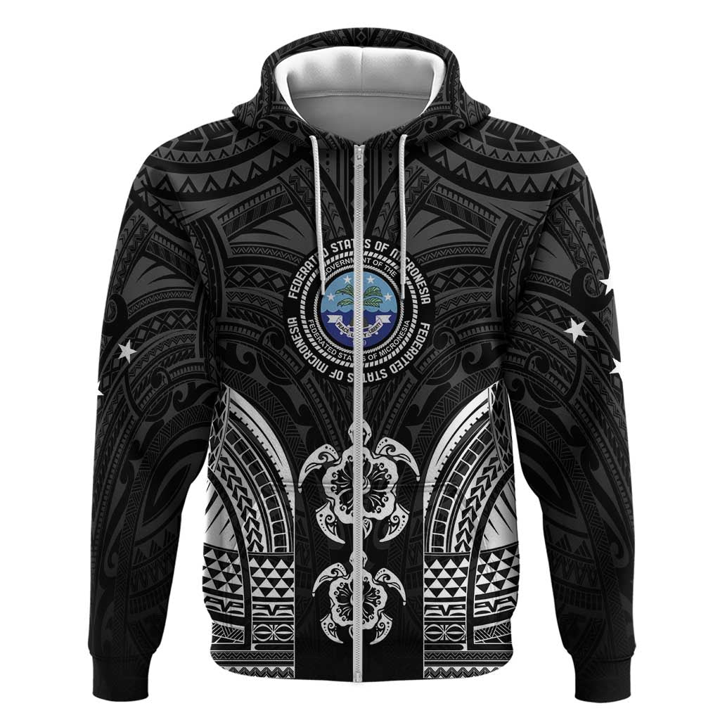 FSM Micronesia Six 9 One Hoodie Polynesian Tribal Pattern LT9 Zip Hoodie Black - Polynesian Pride