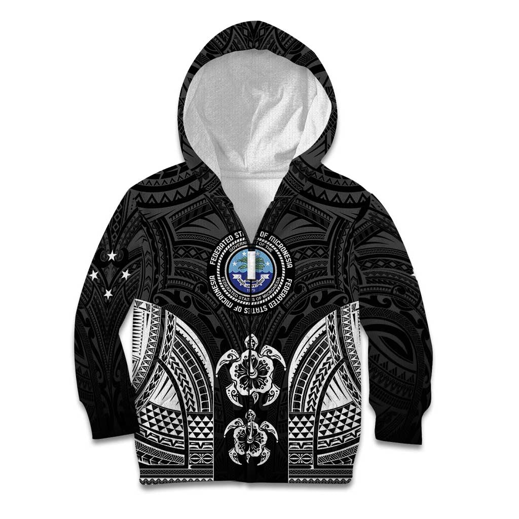 FSM Micronesia Six 9 One Kid Hoodie Polynesian Tribal Pattern LT9 Zip Hoodie Black - Polynesian Pride