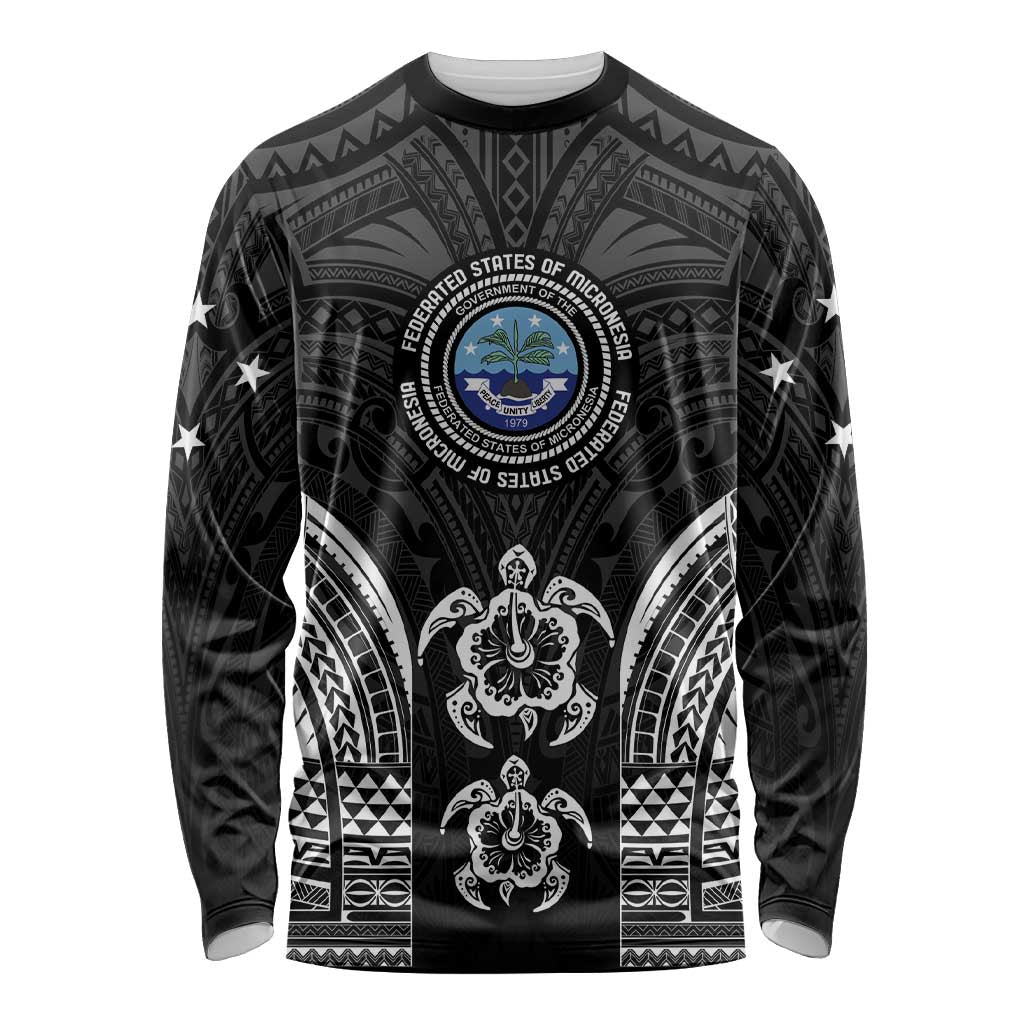FSM Micronesia Six 9 One Long Sleeve Shirt Polynesian Tribal Pattern LT9 Unisex Black - Polynesian Pride