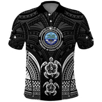 FSM Micronesia Six 9 One Polo Shirt Polynesian Tribal Pattern LT9 Black - Polynesian Pride