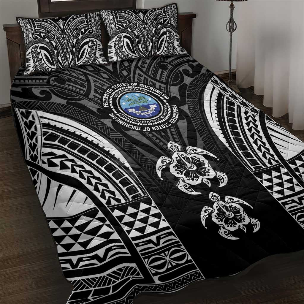 FSM Micronesia Six 9 One Quilt Bed Set Polynesian Tribal Pattern LT9 Black - Polynesian Pride