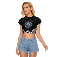 FSM Micronesia Six 9 One Raglan Cropped T Shirt Polynesian Tribal Pattern LT9 Female Black - Polynesian Pride