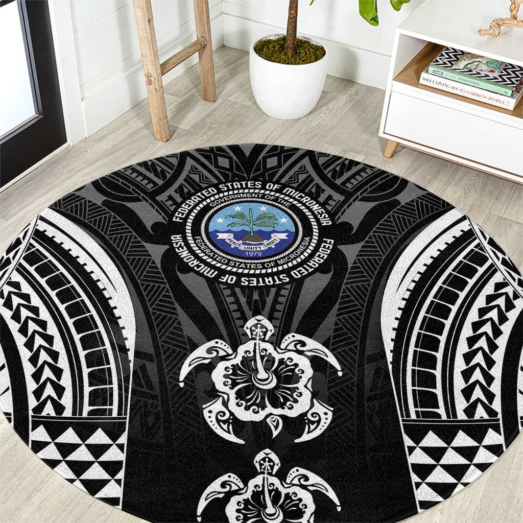 FSM Micronesia Six 9 One Round Carpet Polynesian Tribal Pattern LT9 Black - Polynesian Pride