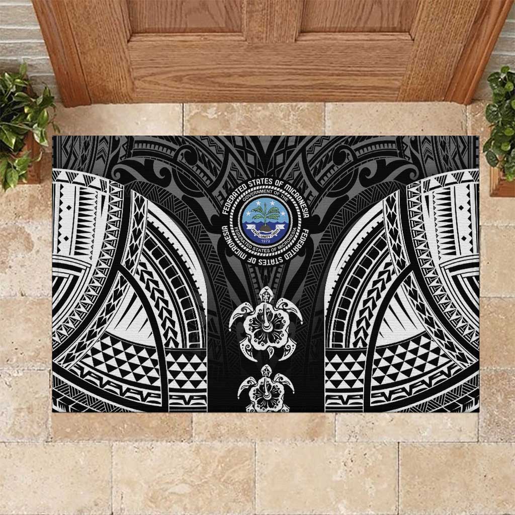 FSM Micronesia Six 9 One Rubber Doormat Polynesian Tribal Pattern LT9 Black - Polynesian Pride