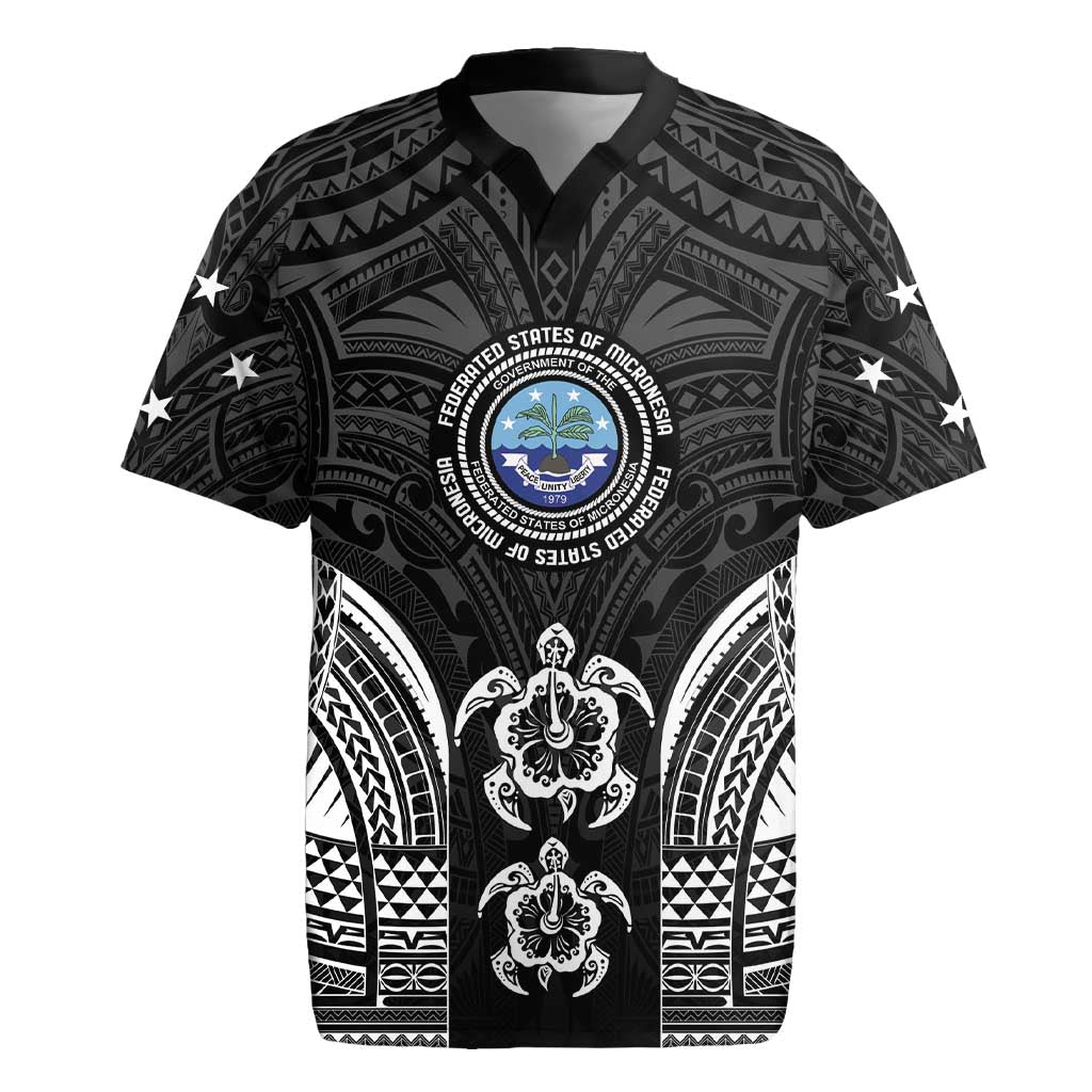 FSM Micronesia Six 9 One Rugby Jersey Polynesian Tribal Pattern LT9 Black - Polynesian Pride