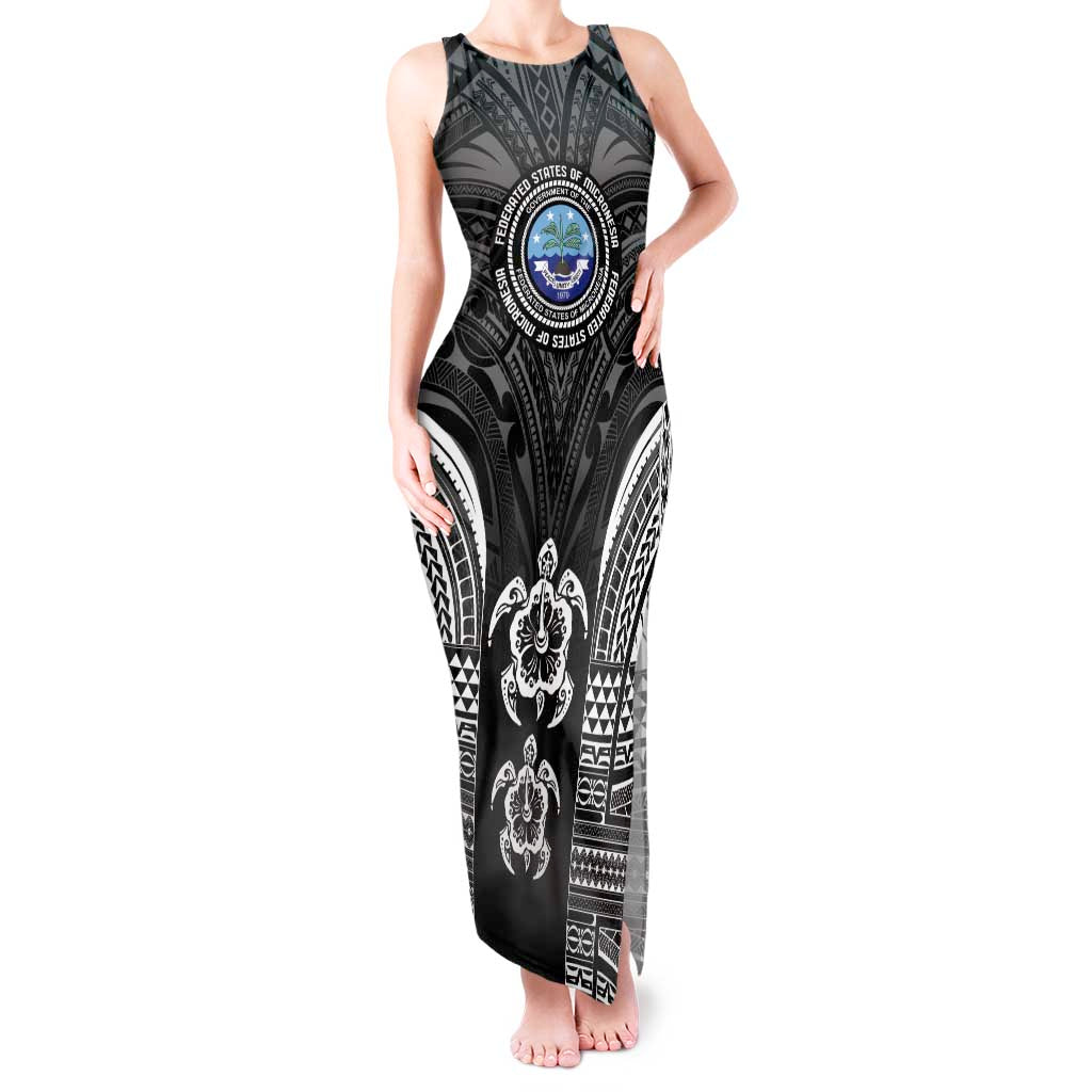 FSM Micronesia Six 9 One Tank Maxi Dress Polynesian Tribal Pattern LT9 Women Black - Polynesian Pride