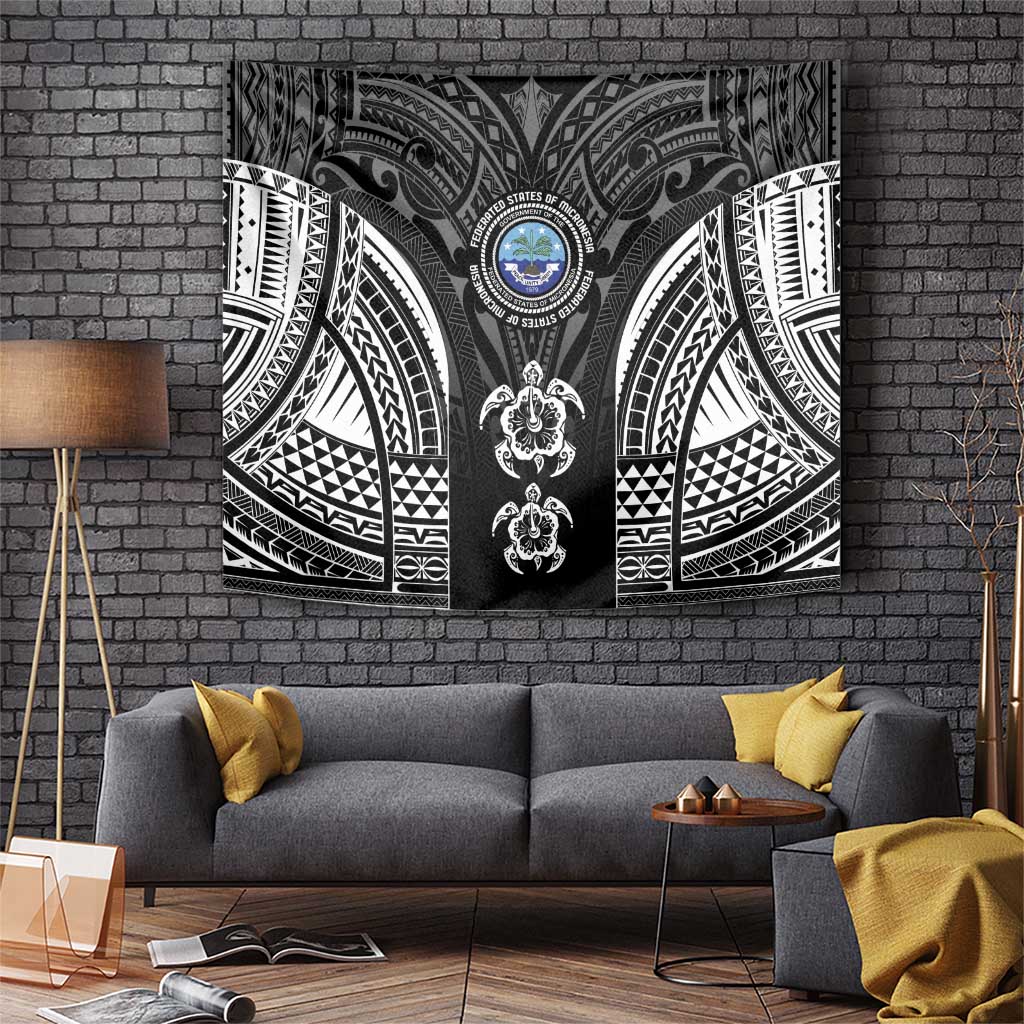 FSM Micronesia Six 9 One Tapestry Polynesian Tribal Pattern LT9 Black - Polynesian Pride