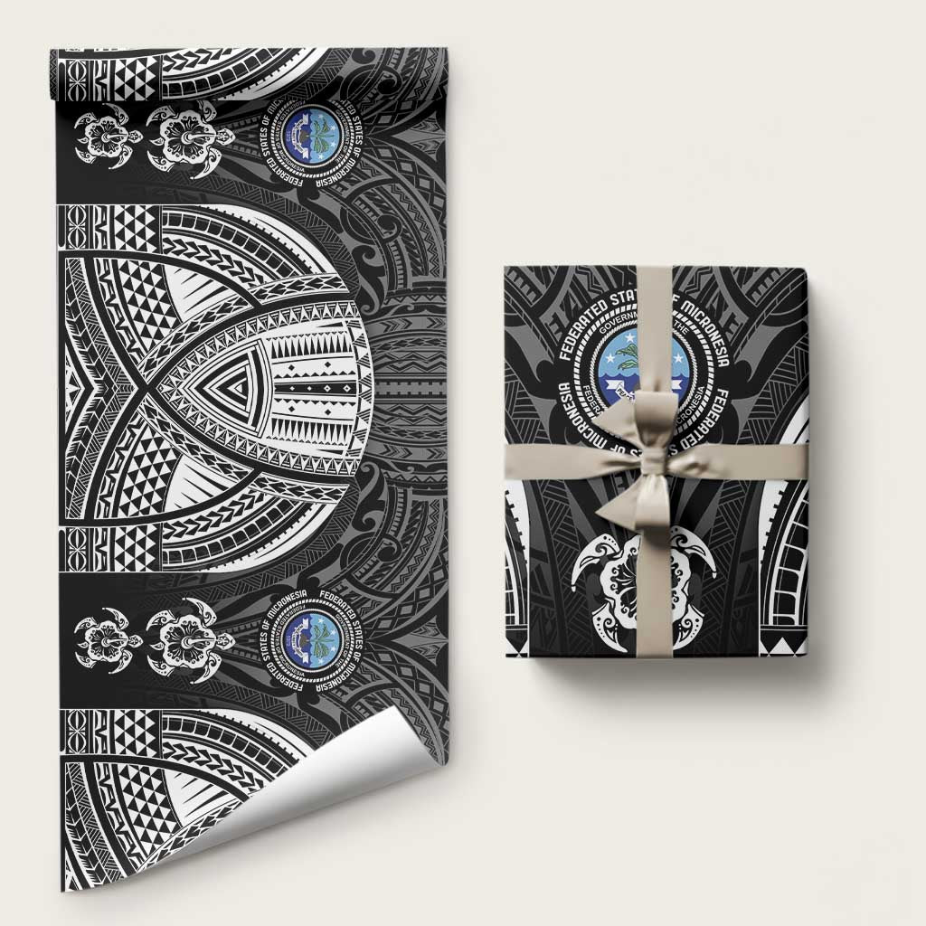 FSM Micronesia Six 9 One Wrapping Paper Polynesian Tribal Pattern LT9 58" × 23" Black - Polynesian Pride