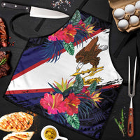 American Samoa Flag Day Since 1900 Apron Samoa Muamua Le Atua Tropical Flowers LT9 Blue - Polynesian Pride
