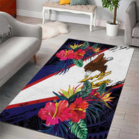 American Samoa Flag Day Since 1900 Area Rug Samoa Muamua Le Atua Tropical Flowers LT9 - Polynesian Pride