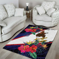 American Samoa Flag Day Since 1900 Area Rug Samoa Muamua Le Atua Tropical Flowers LT9 - Polynesian Pride