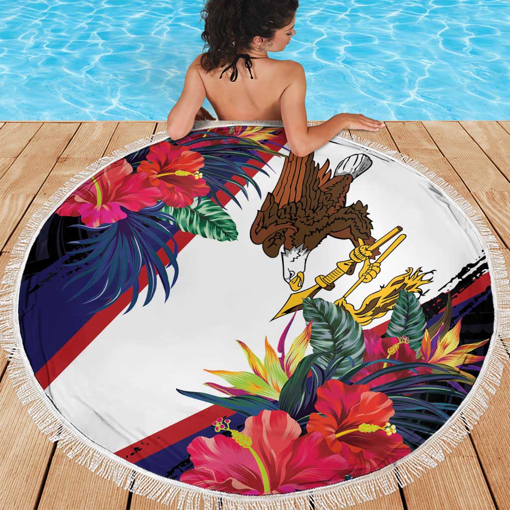 American Samoa Flag Day Since 1900 Beach Blanket Samoa Muamua Le Atua Tropical Flowers LT9 - Polynesian Pride