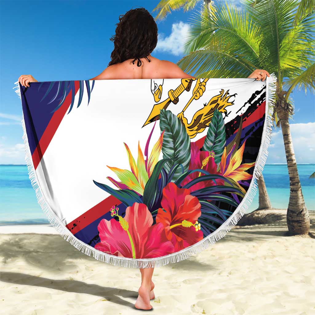 American Samoa Flag Day Since 1900 Beach Blanket Samoa Muamua Le Atua Tropical Flowers LT9 - Polynesian Pride