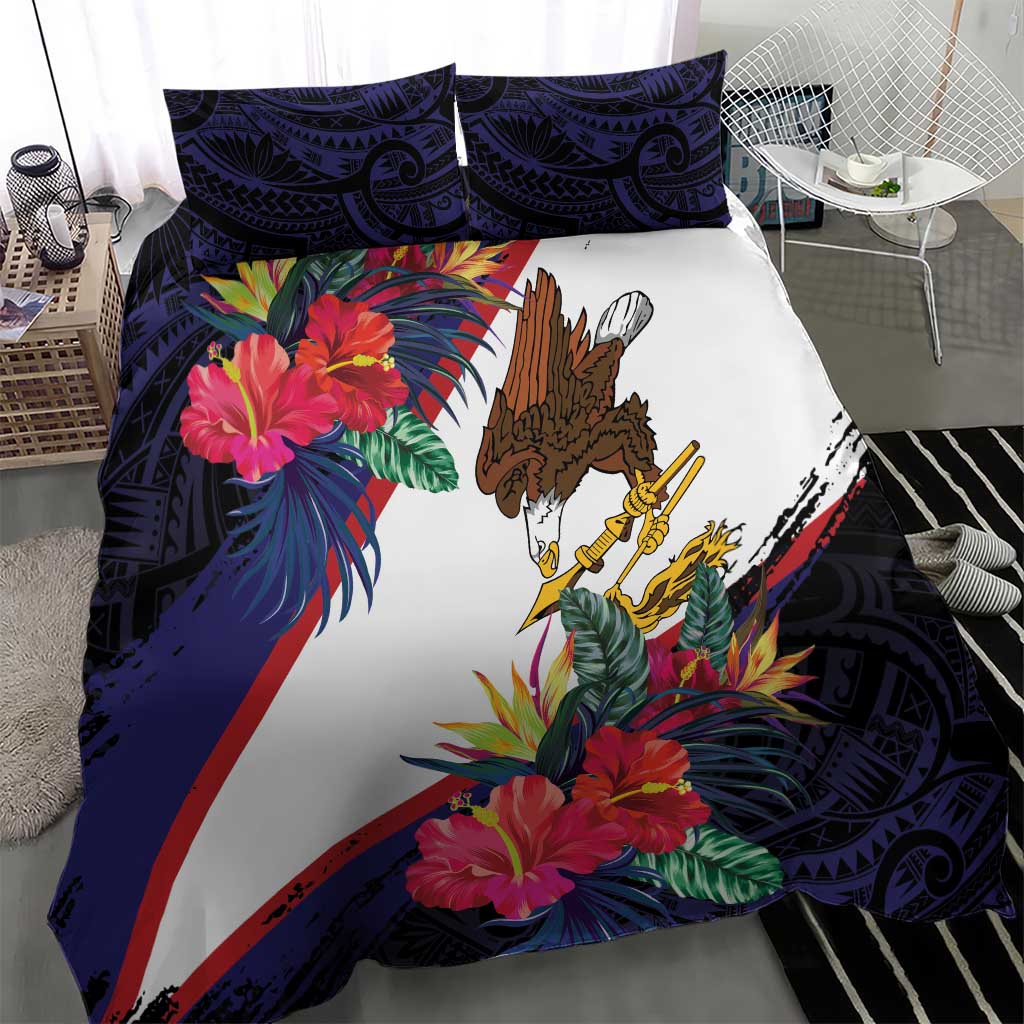 American Samoa Flag Day Since 1900 Bedding Set Samoa Muamua Le Atua Tropical Flowers LT9 - Polynesian Pride