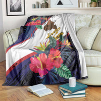 American Samoa Flag Day Since 1900 Blanket Samoa Muamua Le Atua Tropical Flowers LT9 Blue - Polynesian Pride