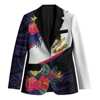 American Samoa Flag Day Since 1900 Blazer Samoa Muamua Le Atua Tropical Flowers LT9 Unisex Blue - Polynesian Pride