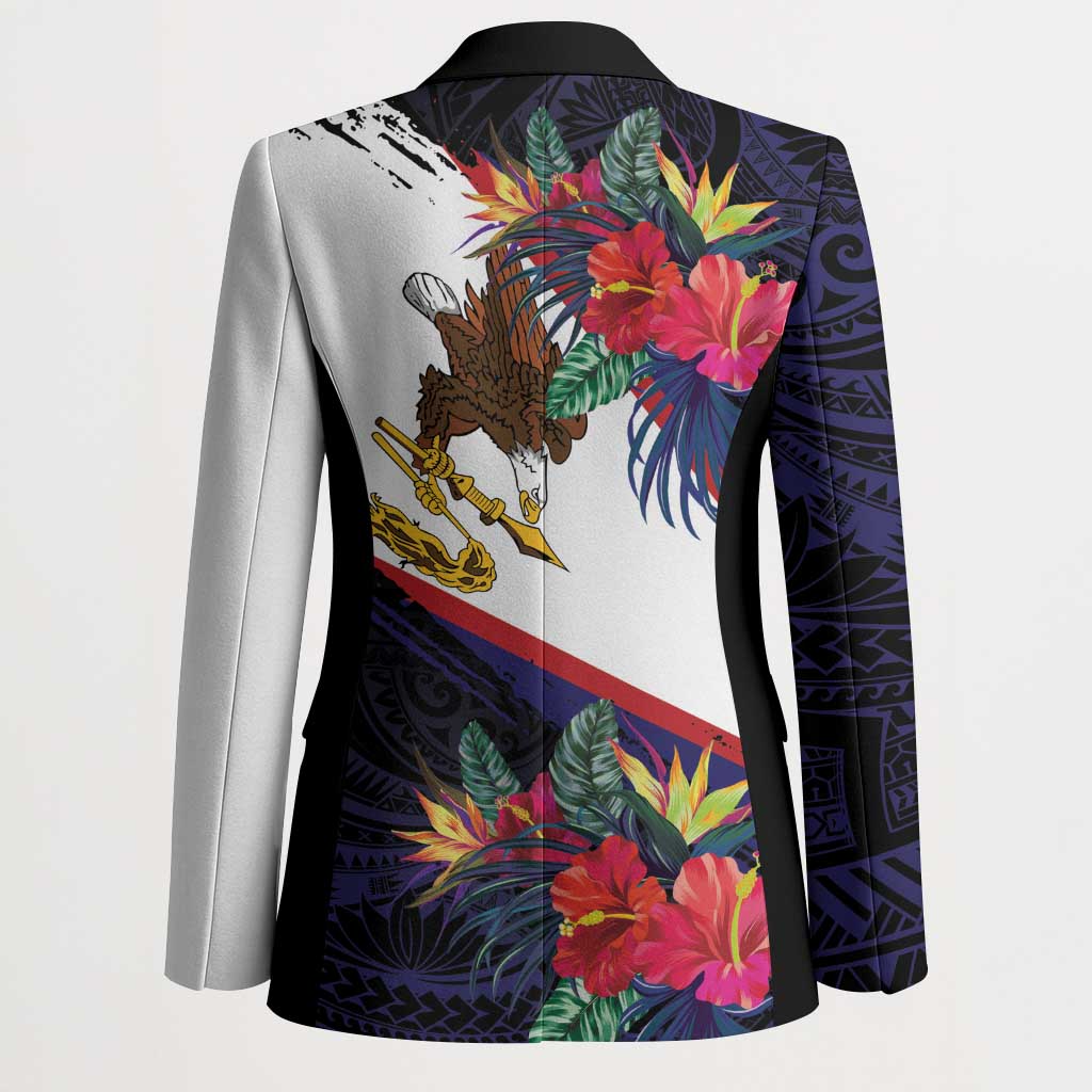 American Samoa Flag Day Since 1900 Blazer Samoa Muamua Le Atua Tropical Flowers LT9 - Polynesian Pride
