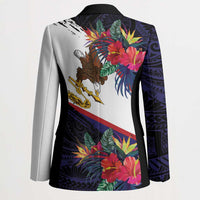 American Samoa Flag Day Since 1900 Blazer Samoa Muamua Le Atua Tropical Flowers LT9 - Polynesian Pride