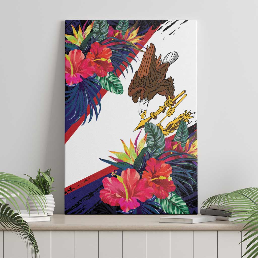 American Samoa Flag Day Since 1900 Canvas Wall Art Samoa Muamua Le Atua Tropical Flowers LT9 - Polynesian Pride