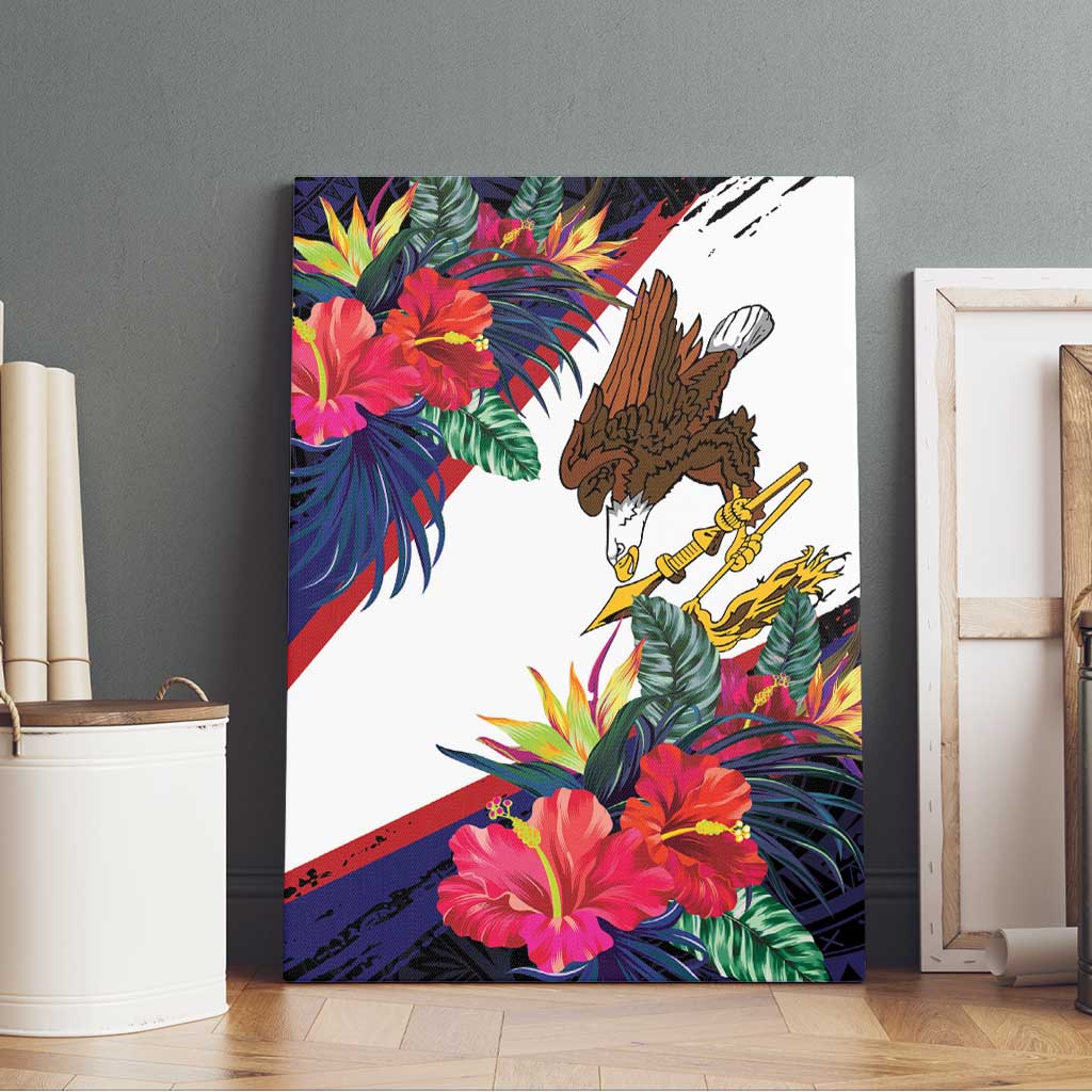 American Samoa Flag Day Since 1900 Canvas Wall Art Samoa Muamua Le Atua Tropical Flowers LT9 - Polynesian Pride