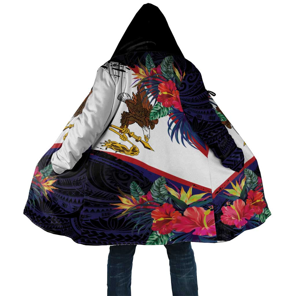 American Samoa Flag Day Since 1900 Cloak Samoa Muamua Le Atua Tropical Flowers LT9 Unisex Blue - Polynesian Pride