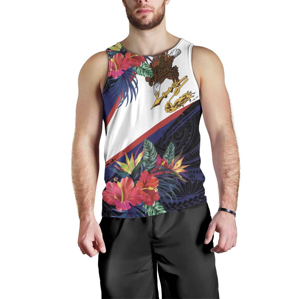 American Samoa Flag Day Since 1900 Men Tank Top Samoa Muamua Le Atua Tropical Flowers LT9 - Polynesian Pride