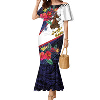 American Samoa Flag Day Since 1900 Mermaid Dress Samoa Muamua Le Atua Tropical Flowers LT9 Women Blue - Polynesian Pride