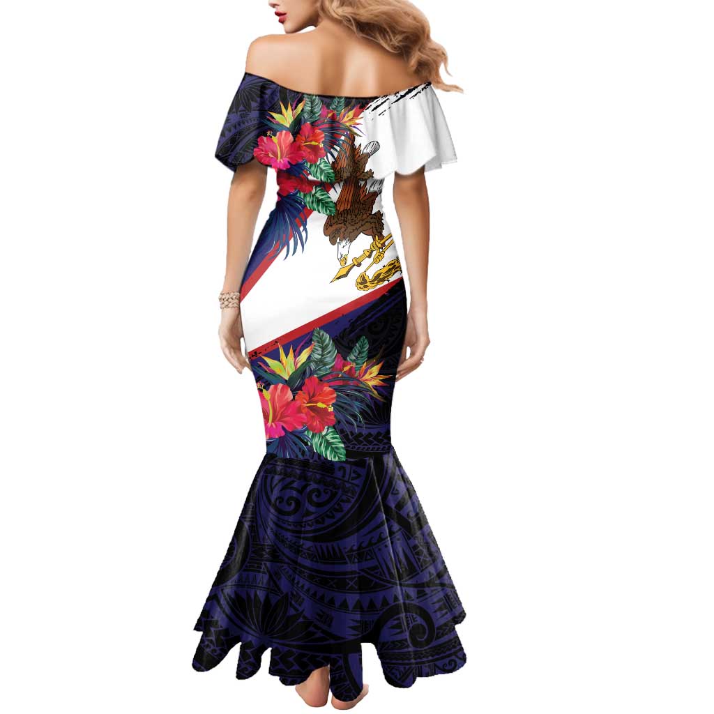 American Samoa Flag Day Since 1900 Mermaid Dress Samoa Muamua Le Atua Tropical Flowers LT9 - Polynesian Pride