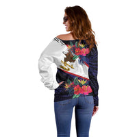 American Samoa Flag Day Since 1900 Off Shoulder Sweater Samoa Muamua Le Atua Tropical Flowers LT9 - Polynesian Pride