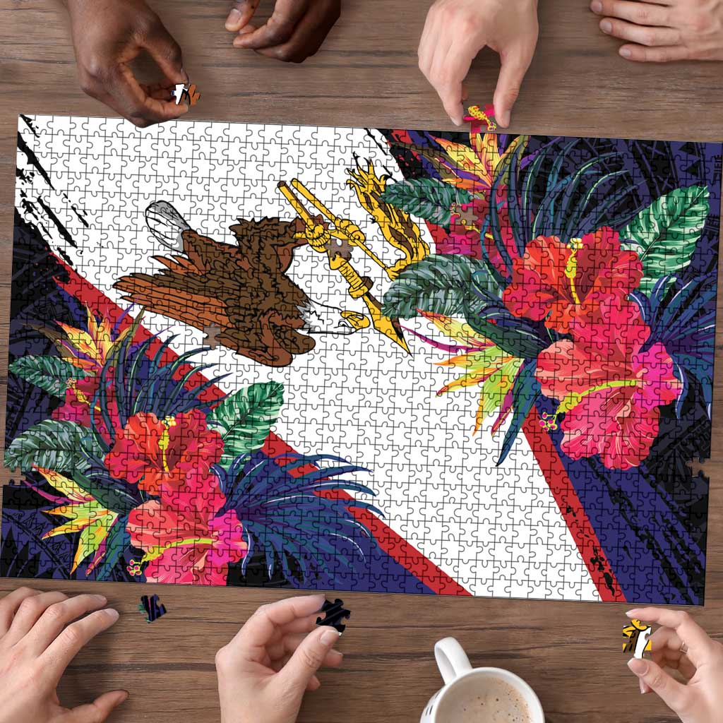 American Samoa Flag Day Since 1900 Puzzle Samoa Muamua Le Atua Tropical Flowers LT9 - Polynesian Pride