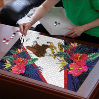 American Samoa Flag Day Since 1900 Puzzle Samoa Muamua Le Atua Tropical Flowers LT9 - Polynesian Pride