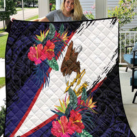 American Samoa Flag Day Since 1900 Quilt Samoa Muamua Le Atua Tropical Flowers LT9 Blue - Polynesian Pride