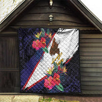 American Samoa Flag Day Since 1900 Quilt Samoa Muamua Le Atua Tropical Flowers LT9 - Polynesian Pride