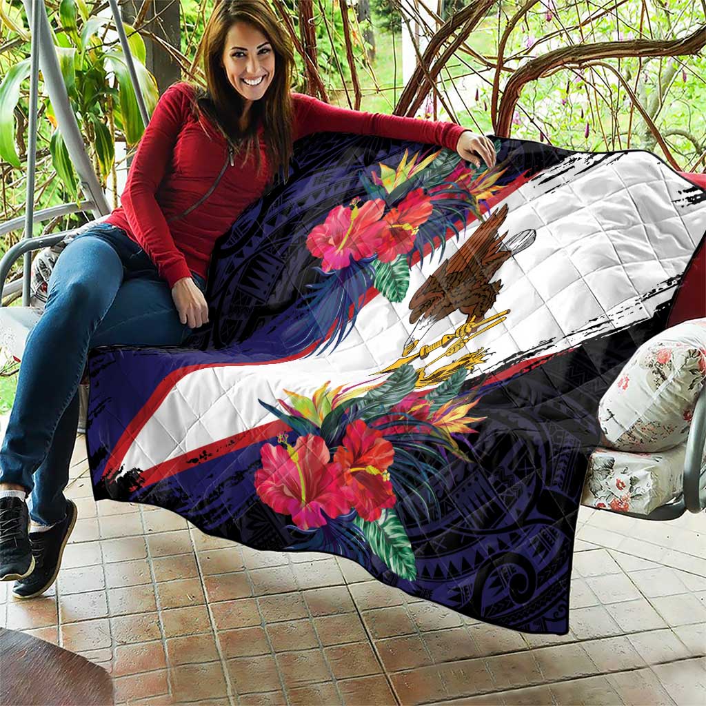 American Samoa Flag Day Since 1900 Quilt Samoa Muamua Le Atua Tropical Flowers LT9 - Polynesian Pride