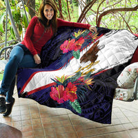 American Samoa Flag Day Since 1900 Quilt Samoa Muamua Le Atua Tropical Flowers LT9 - Polynesian Pride