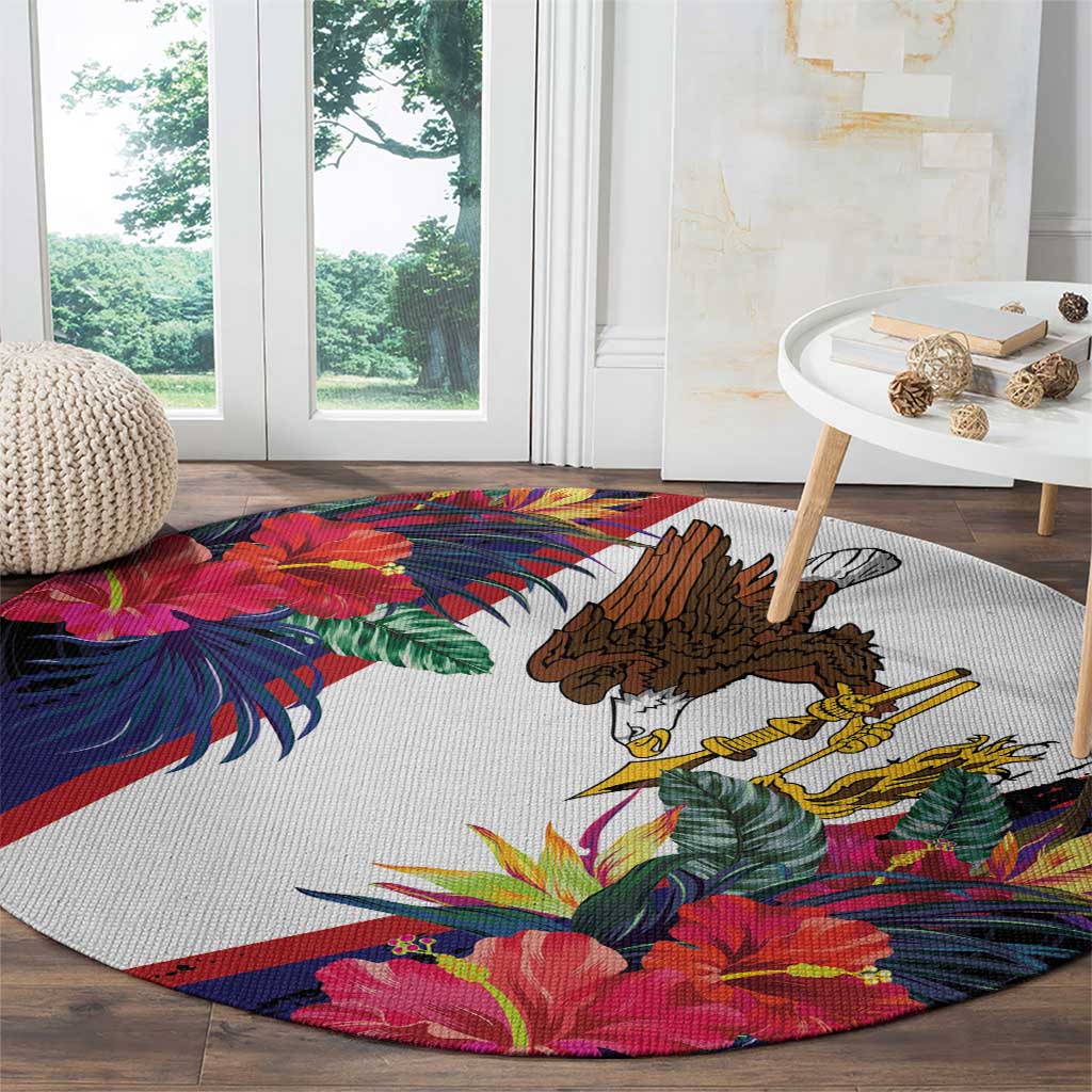 American Samoa Flag Day Since 1900 Round Carpet Samoa Muamua Le Atua Tropical Flowers LT9 - Polynesian Pride