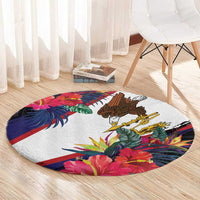 American Samoa Flag Day Since 1900 Round Carpet Samoa Muamua Le Atua Tropical Flowers LT9 - Polynesian Pride