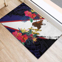 American Samoa Flag Day Since 1900 Rubber Doormat Samoa Muamua Le Atua Tropical Flowers LT9 - Polynesian Pride